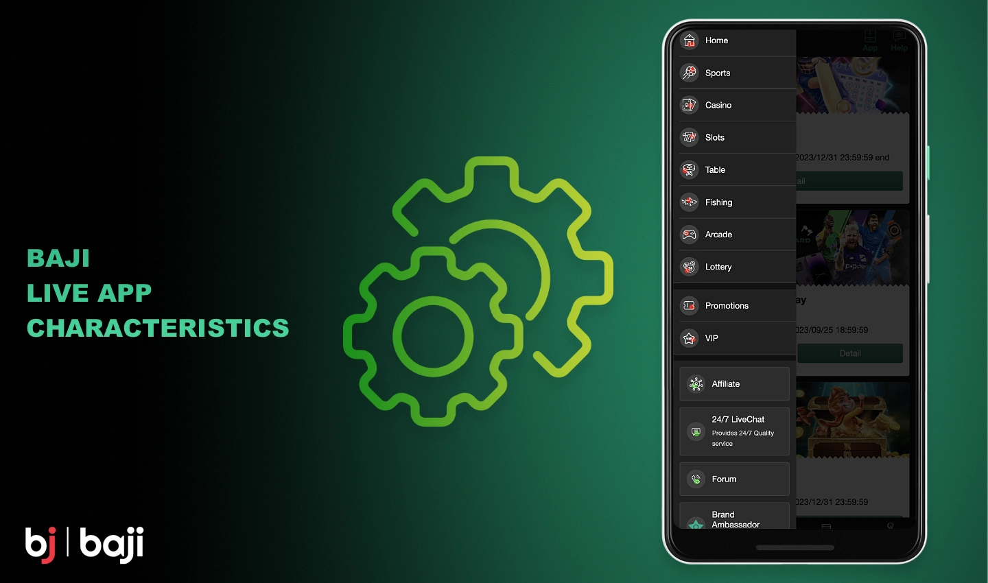 Baji موبائل ایپ خصوصیت سے بھرپور ہے اور صارفین کو اسپورٹس بیٹنگ اور کیسینو گیمز پیش کرتی ہے۔