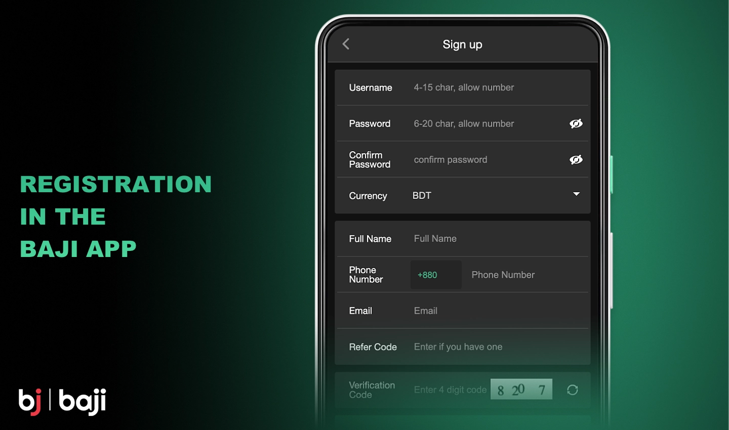 Baji ایپ میں رجسٹر کرنے سے آپ کو ایپ کی تمام خصوصیات اور فعالیت تک رسائی حاصل ہوتی ہے۔