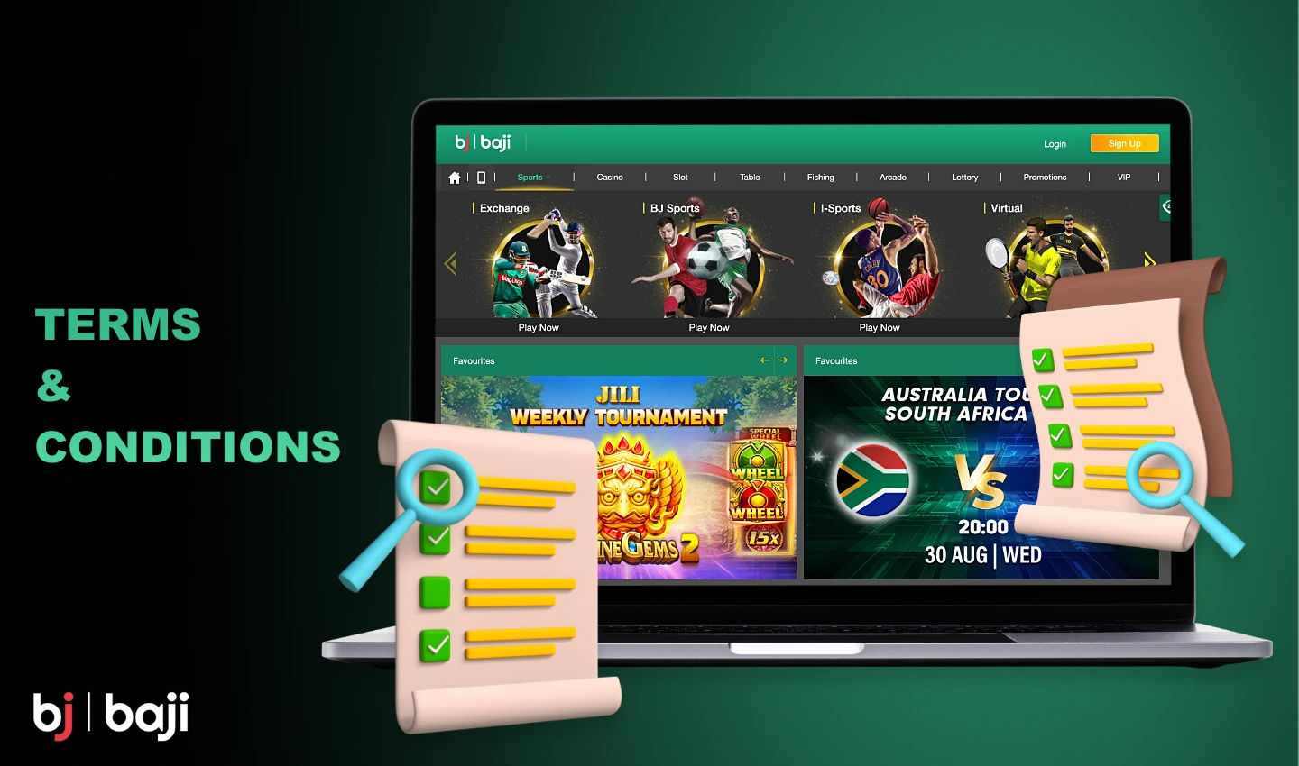 Baji এর সাথে ইন্টারঅ্যাক্ট করার আগে, ব্যবহারকারীকে প্ল্যাটফর্মের শর্তাবলী শিখতে হবে