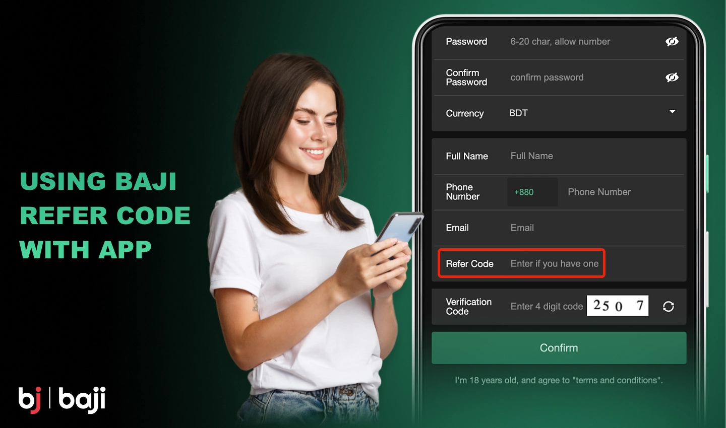 Users of the Baji mobile app can also use a special promo code during the registration process