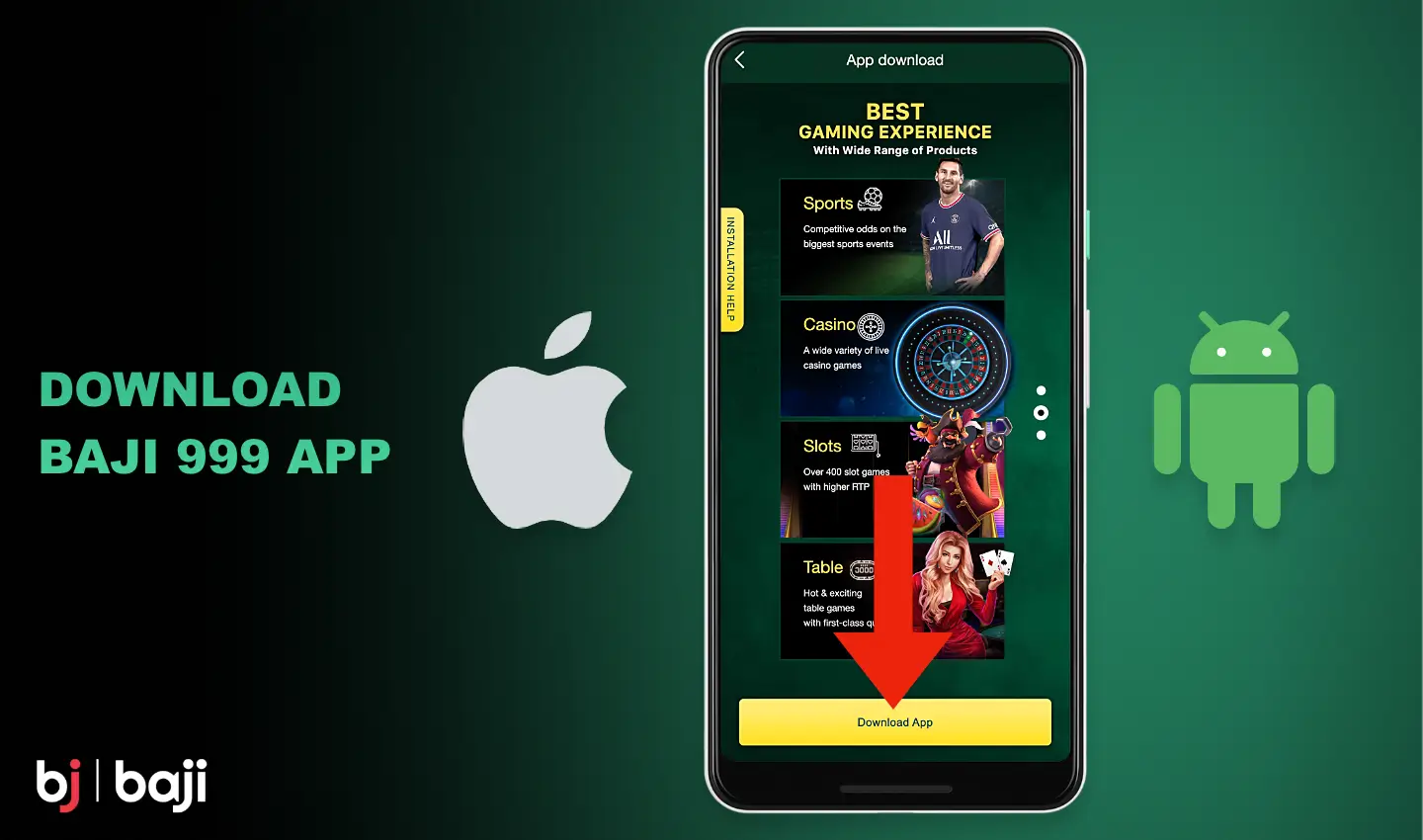 The Baji 999 mobile app is available for download, both android and ios