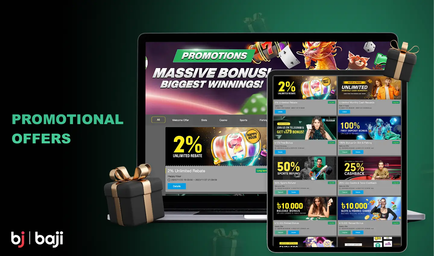 Baji 888 offers its users various promotions that allow them to get additional bonuses